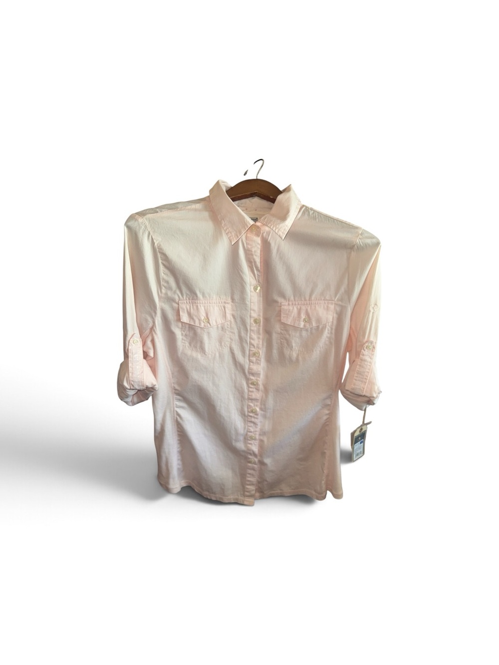 Converse Women Size Large Light Pink Casual Button-Down Fitted Cotton Shirt NWT